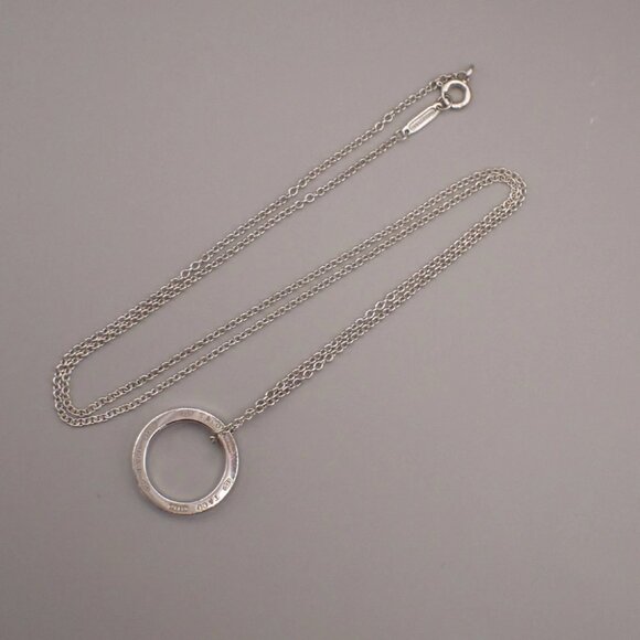 Tiffany & Co. Logo 1837 Circle Chain Necklace Pendant Ag 925 Silver 02YH711 - Picture 1 of 10